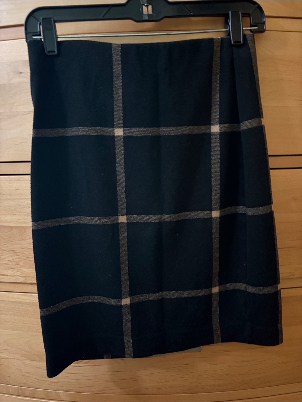Ann Taylor Black Pencil Skirt with Tan Windowpane